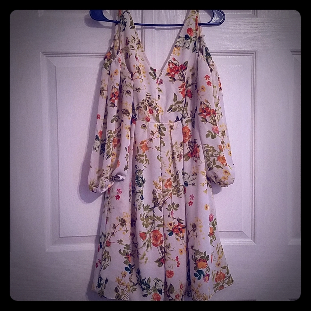 Darling Floral Cold Shoulder Dress